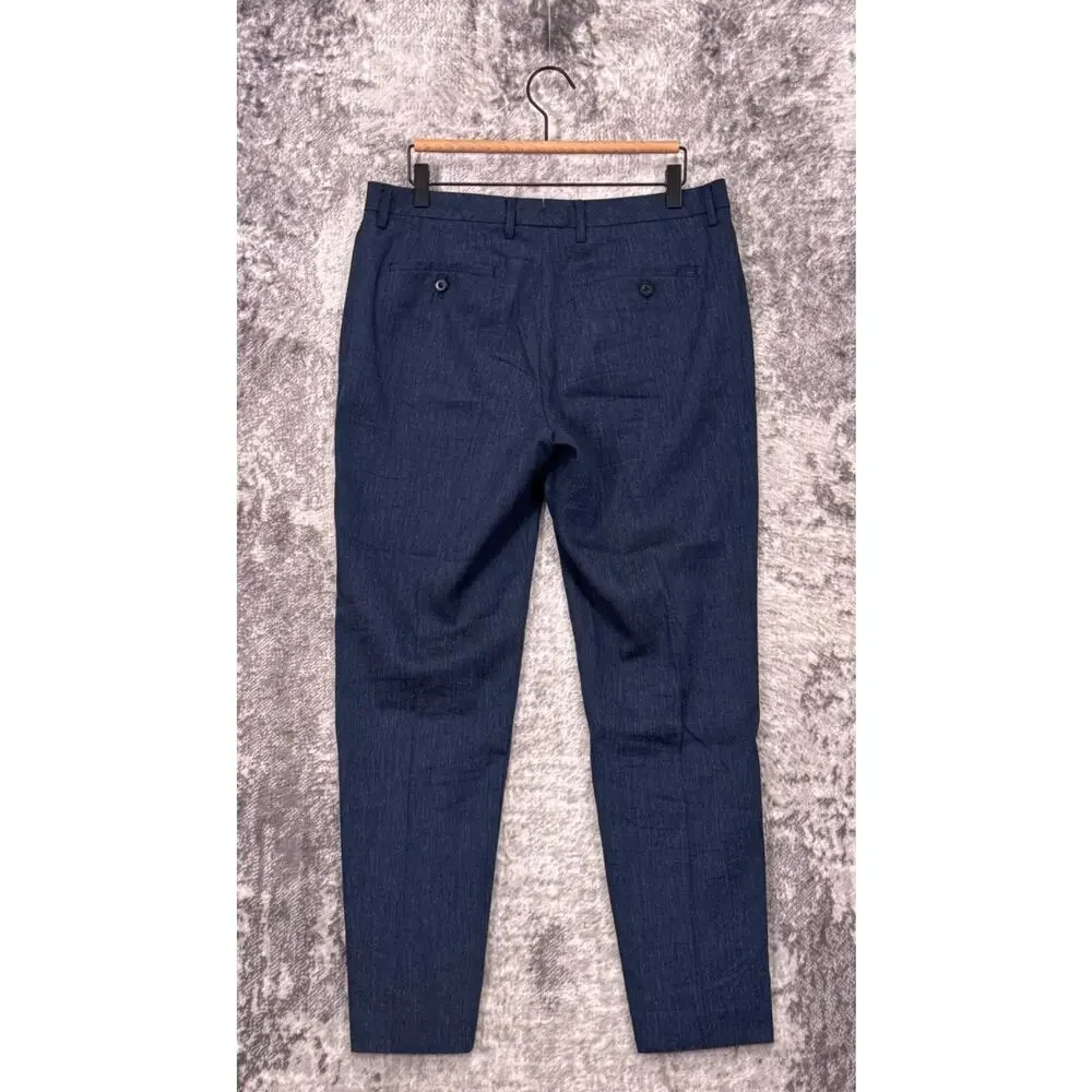 Bonobos Pants 31 / 30 Mens Blue Striped Linen Blend Tapered Leg Trouser
